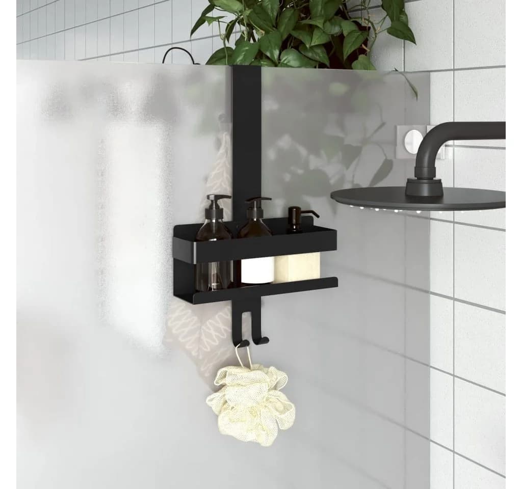 vidaXL Duschcaddy Hängend Mattschwarz Edelstahl 304