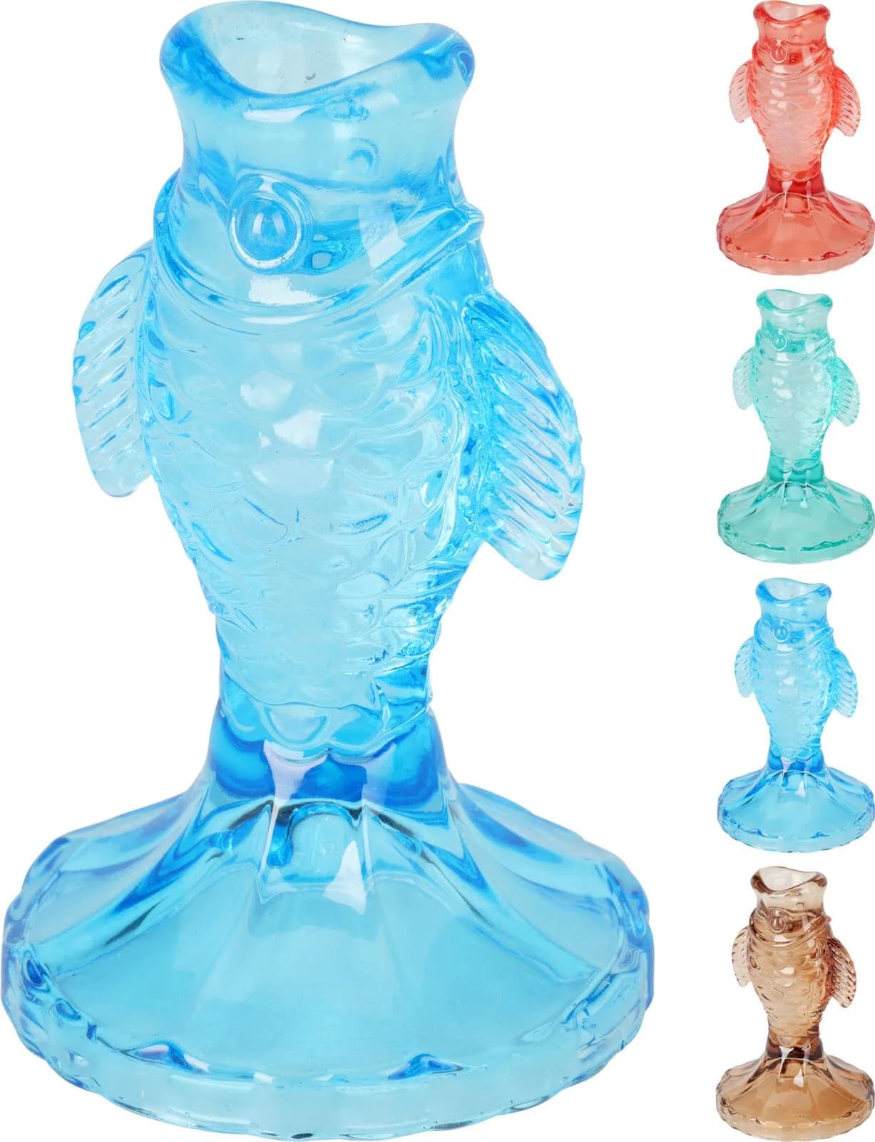 Kerzenhalter FISCH in 4 Farben Glas