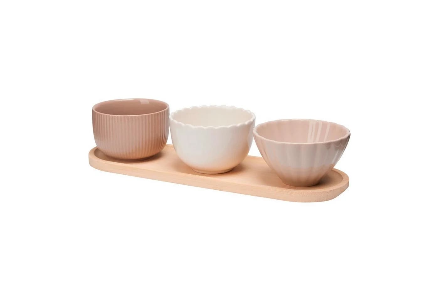 Koopman Servier-Set 4-teilig INNA Braun Bambusholz Keramik