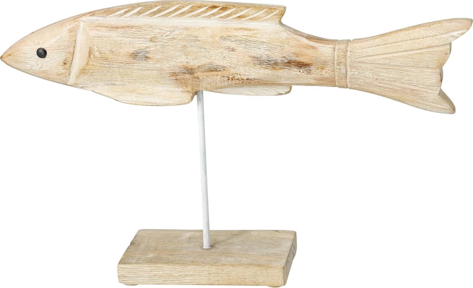 Aufsteller FISCH Mangoholz weiß gewischt