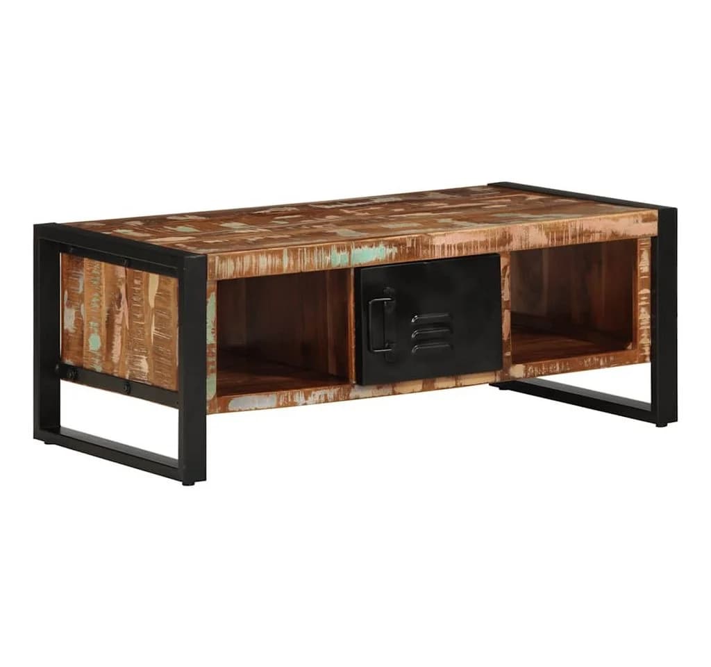 vidaXL Couchtisch Mehrfarbig Altholz Massiv Industrial