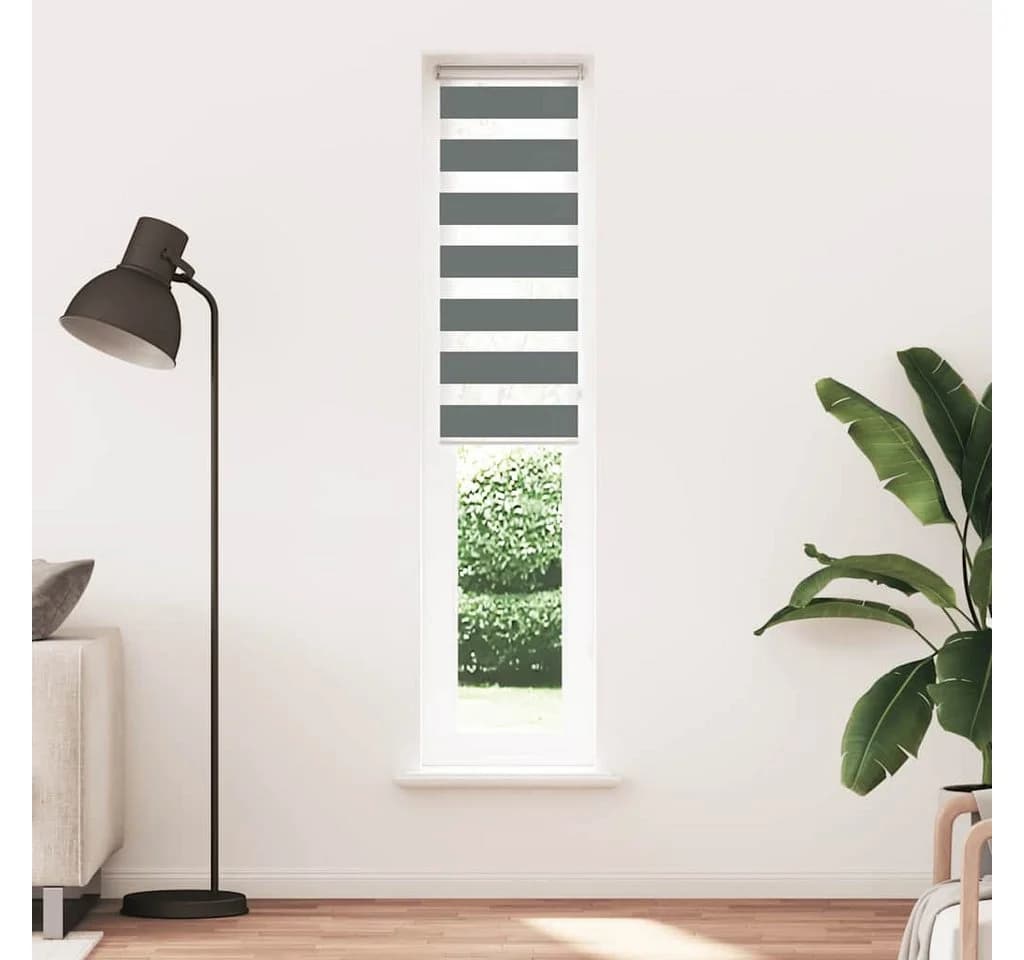 vidaXL Doppelrollo Dunkelgrau 50x230 cm Polyester Zebra-Jalousie