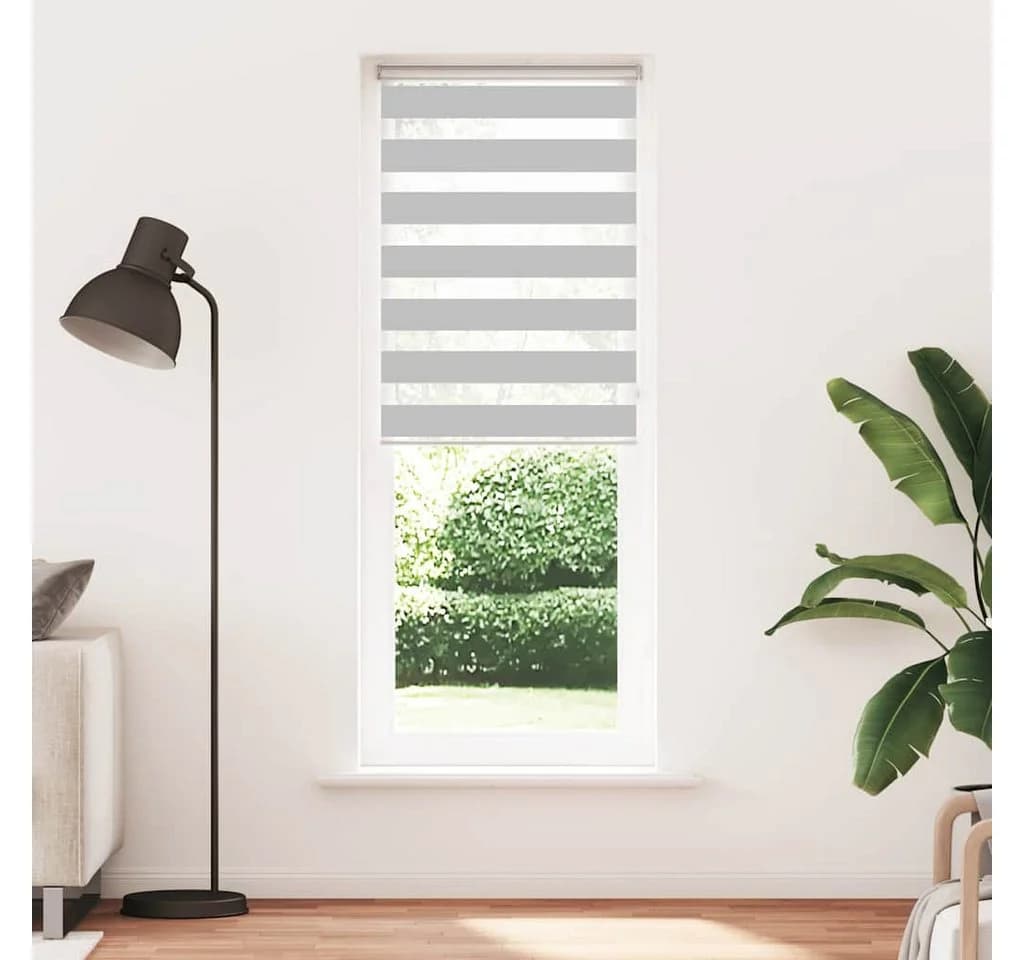 vidaXL Doppelrollo Zebra-Rollo Hellgrau Polyester Sichtschutz