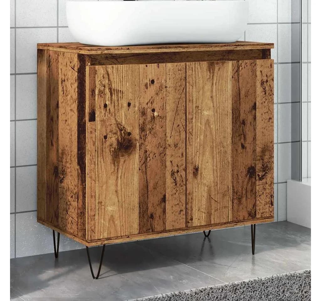 vidaXL Badschrank Altholz-Optik 58x33x60 cm Holzwerkstoff