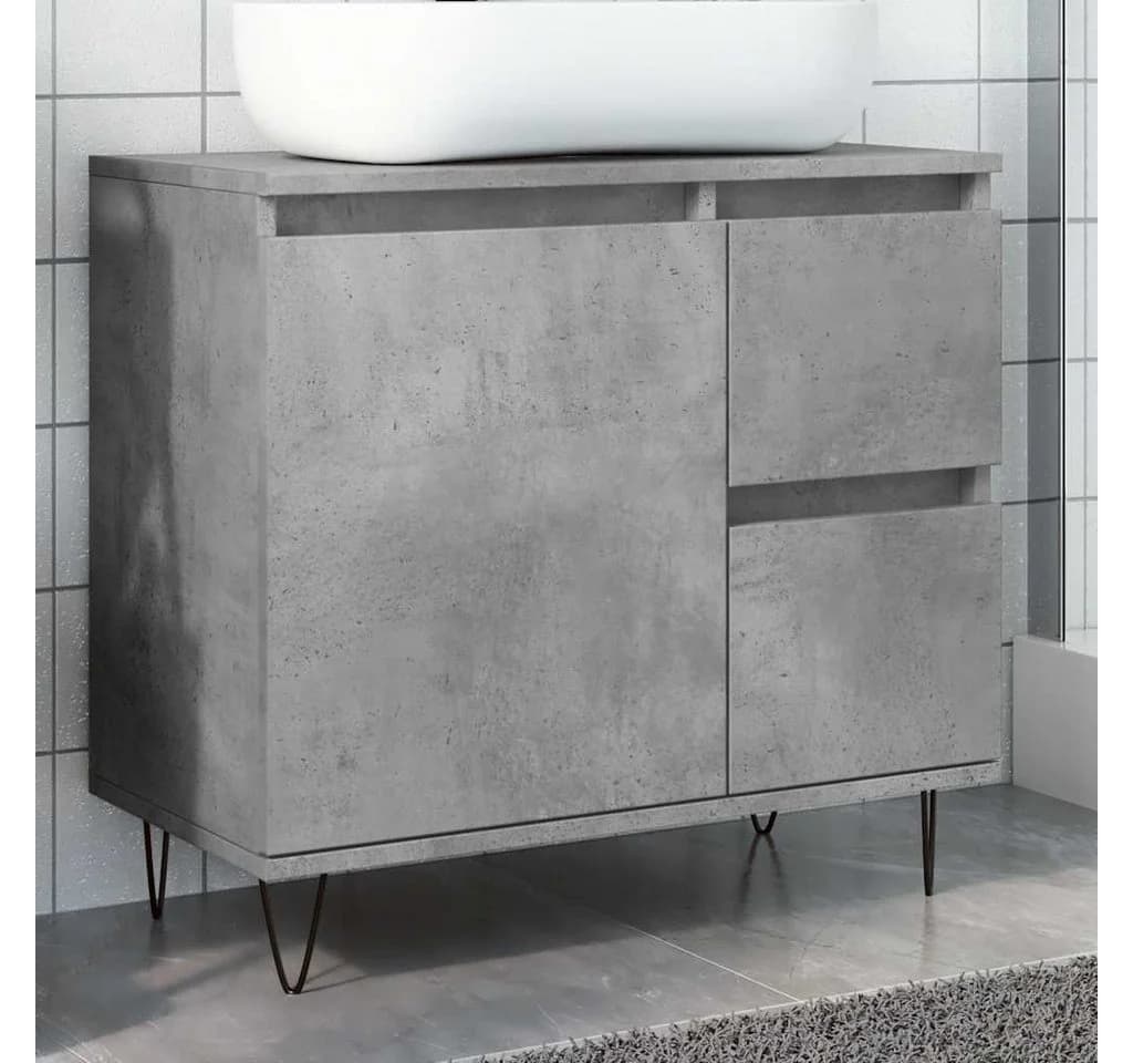 vidaXL Waschbeckenunterschrank Betongrau Industrial Design
