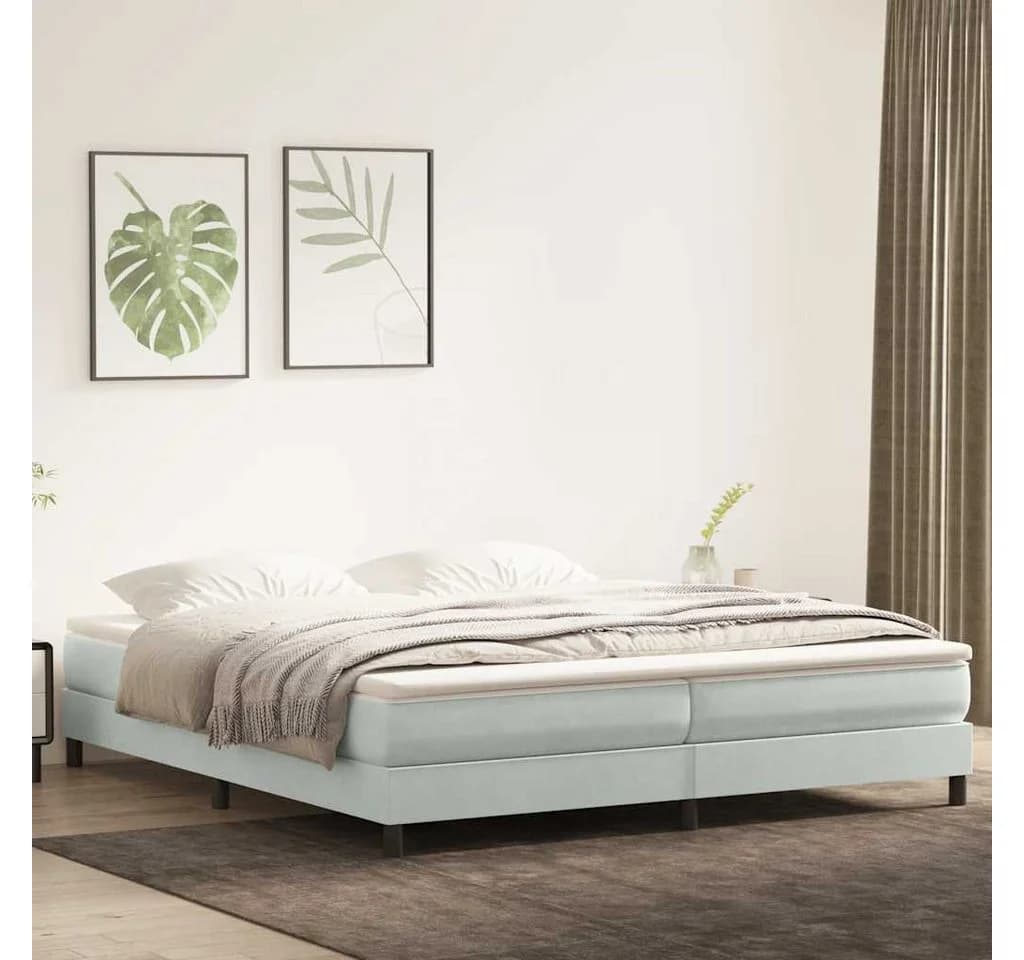 vidaXL Boxspringbett Hellgrau Samt 200x220 cm