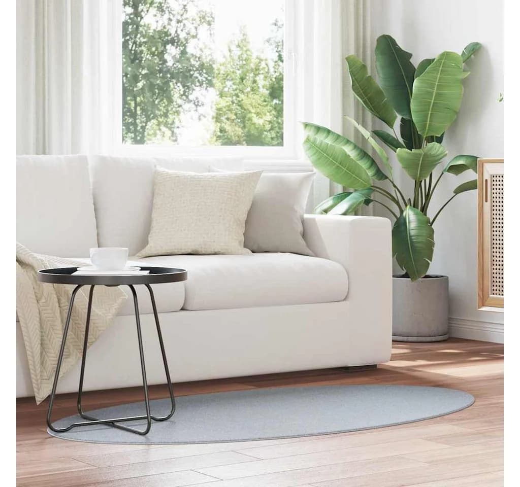 vidaXL Teppich Oval Grau 100 % Polyester