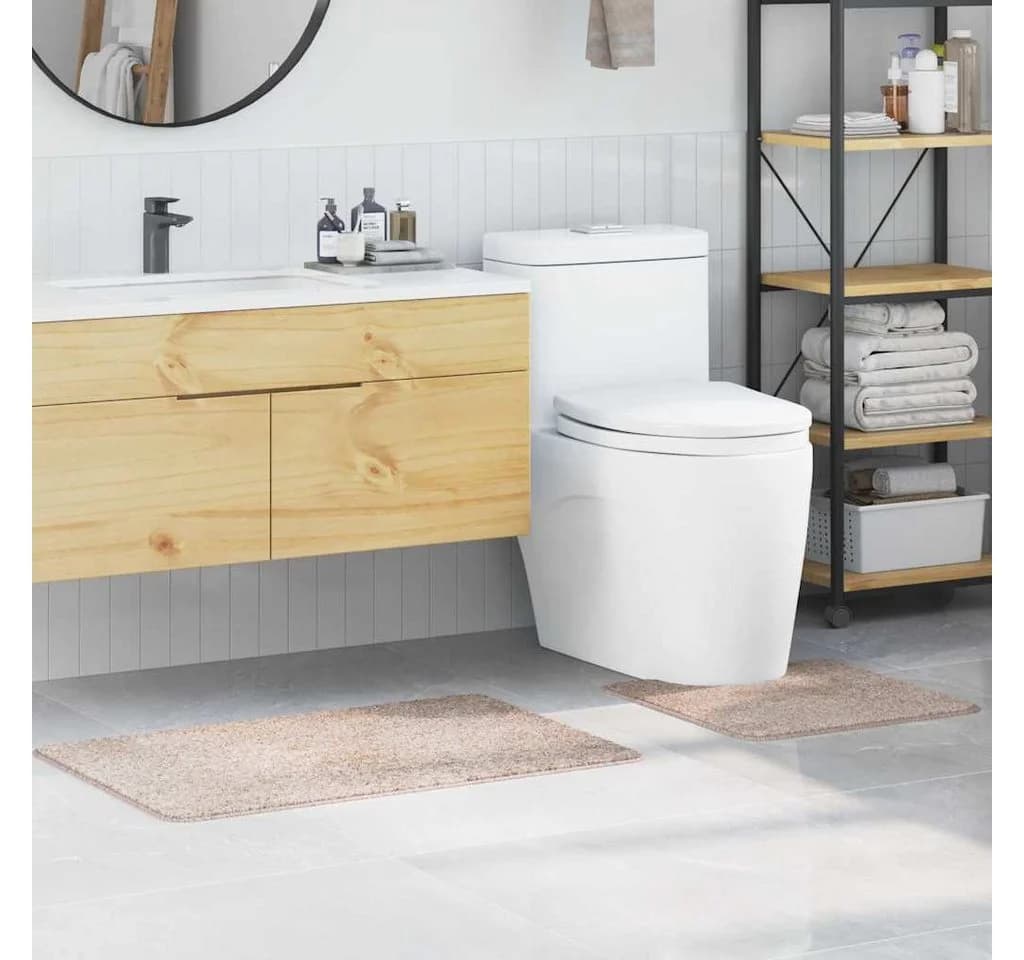 vidaXL Badematten-Set 2-tlg. Creme Anti-Rutsch Polypropylen