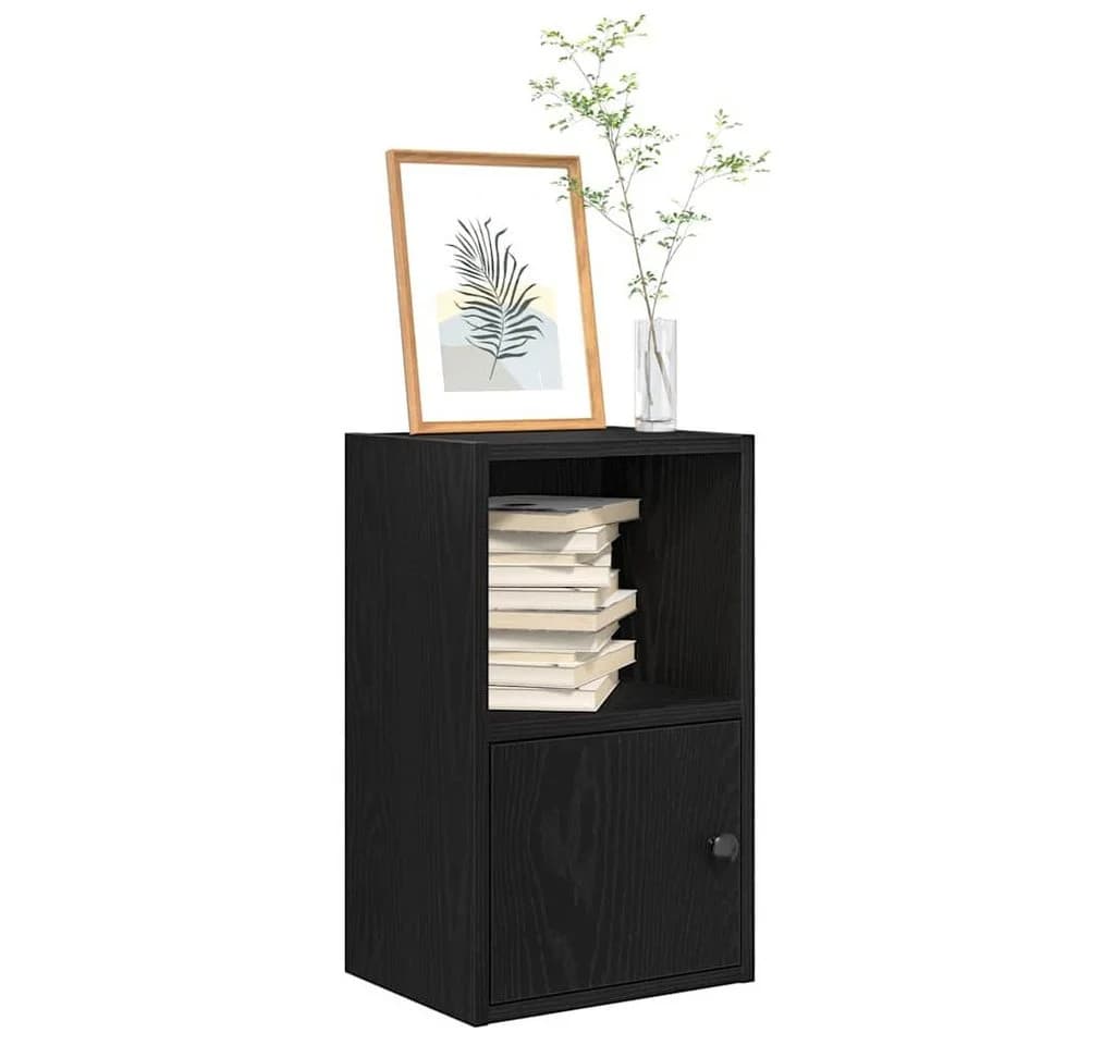 vidaXL Bücherregal Schwarz Eichen-Optik Holzwerkstoff mit Tür