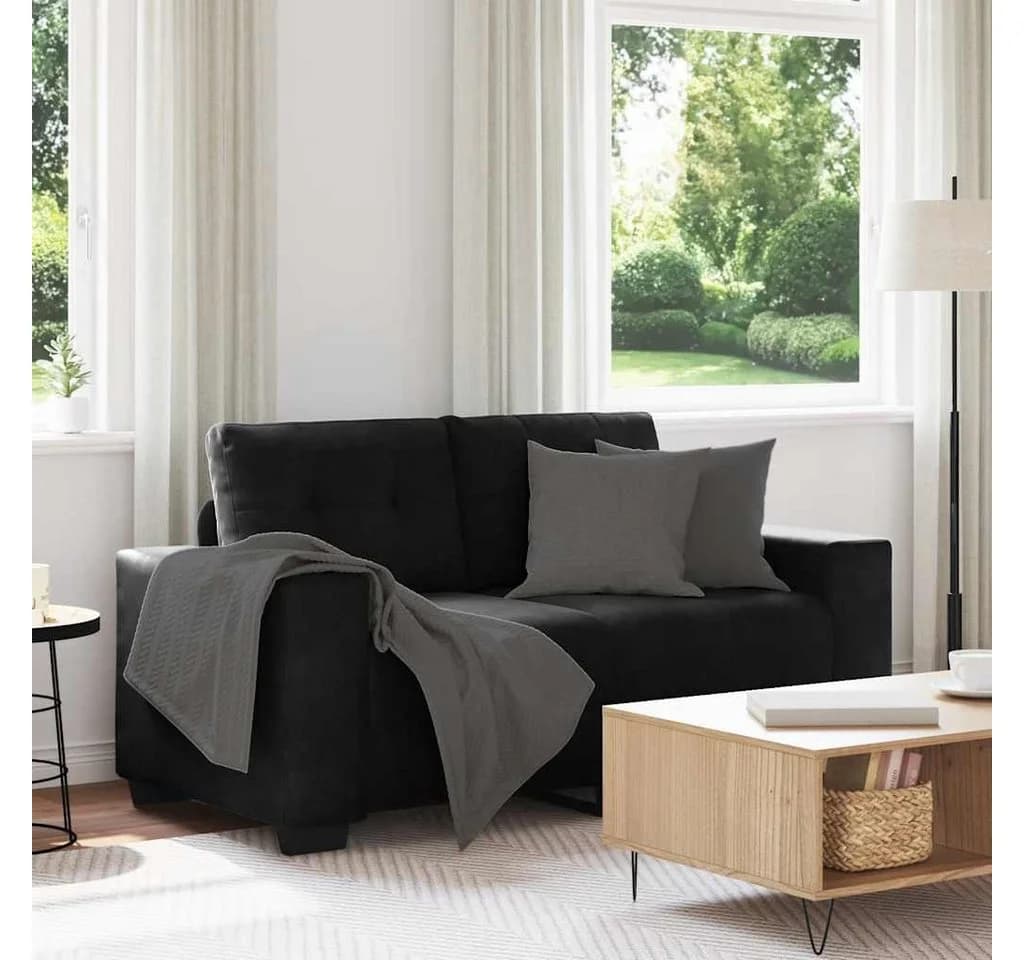 vidaXL Zweisitzer-Sofa Schwarz Samt Modernes Design