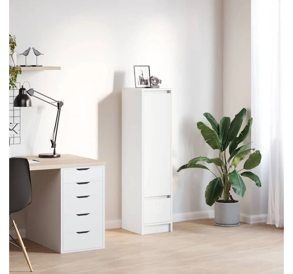 vidaXL Highboard Weiß Holzwerkstoff mit Tür und Schublade