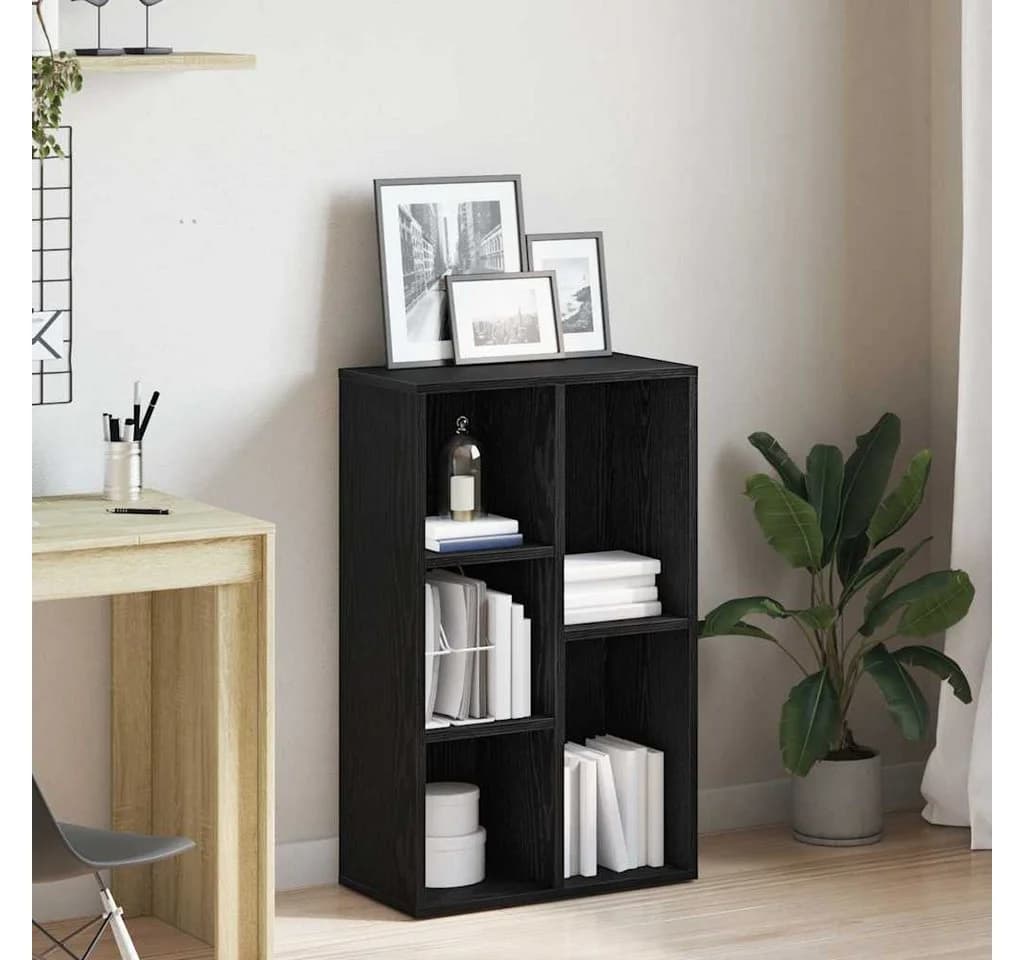 vidaXL Bücherregal Schwarz Eichen-Optik