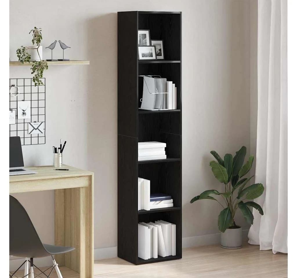 vidaXL Bücherregal Schwarz Holzwerkstoff
