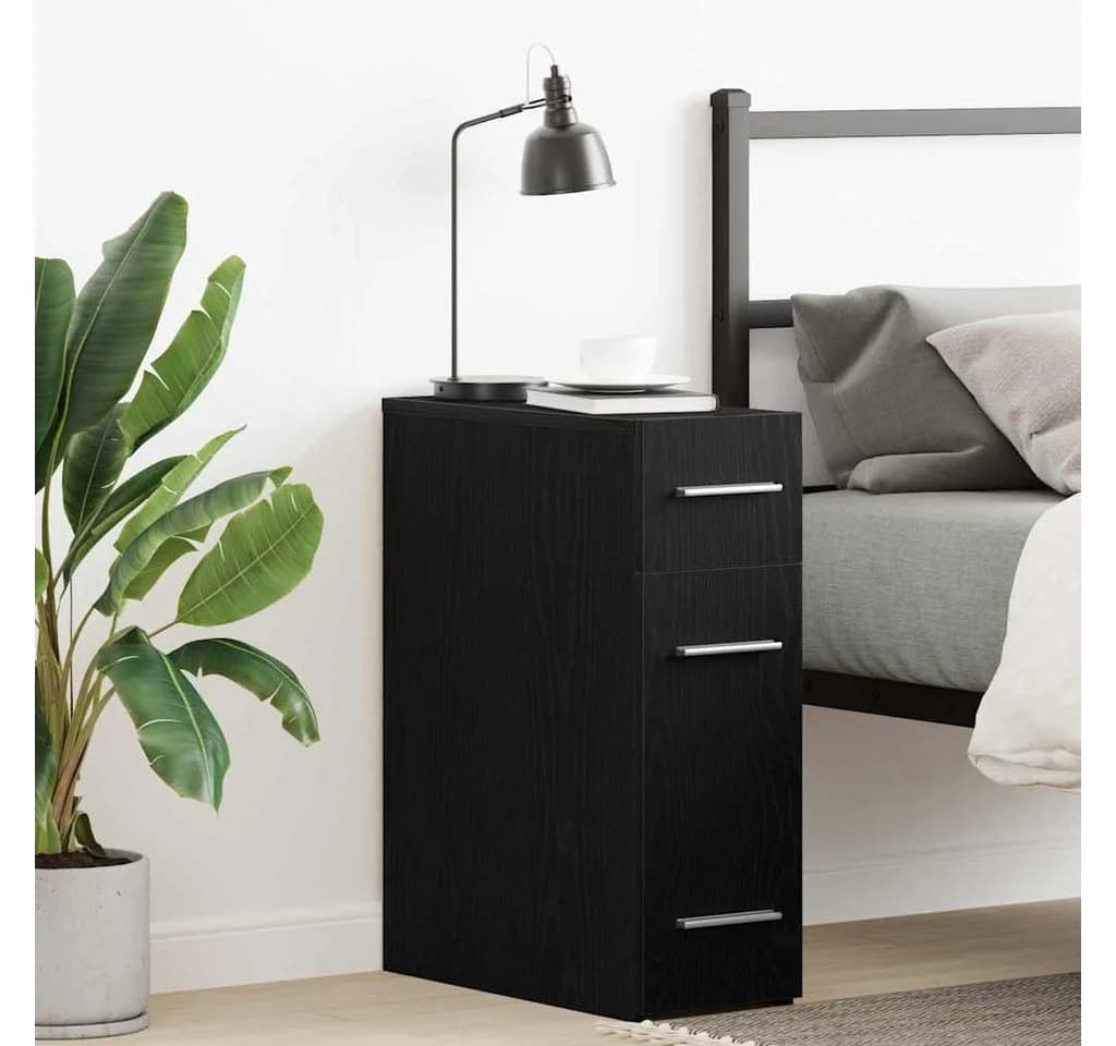 vidaXL Apothekerschrank Schwarz Eichen-Optik Modernes Sideboard
