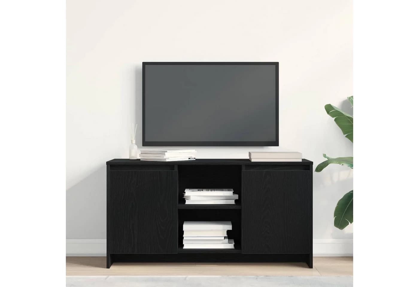 vidaXL TV-Schrank Schwarz Eichen-Optik