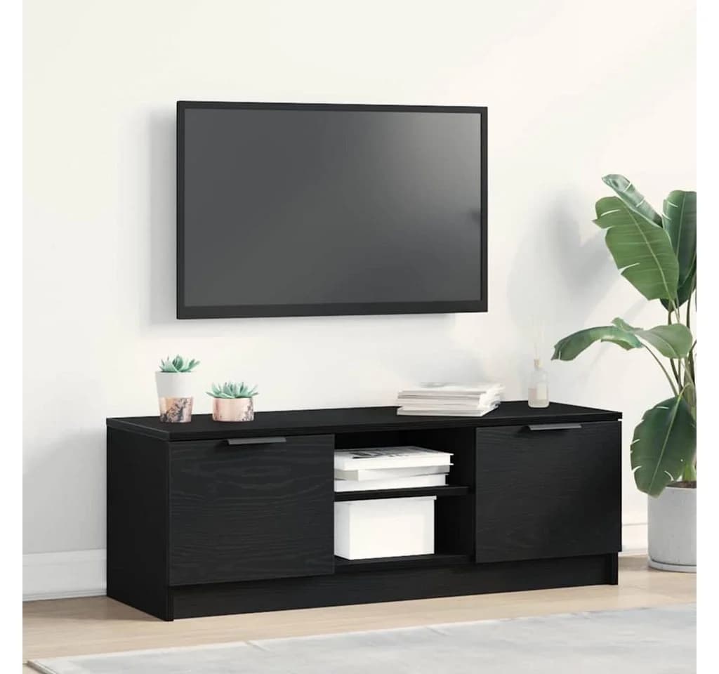 vidaXL TV-Schrank Schwarz Eichen-Optik