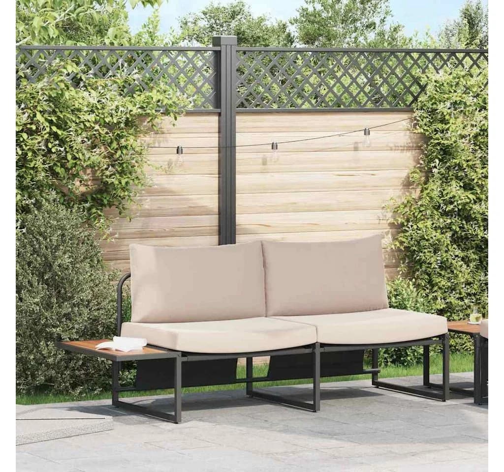 vidaXL Loungesofa Garten-Sofa 2-Sitzer Taupe Stahl