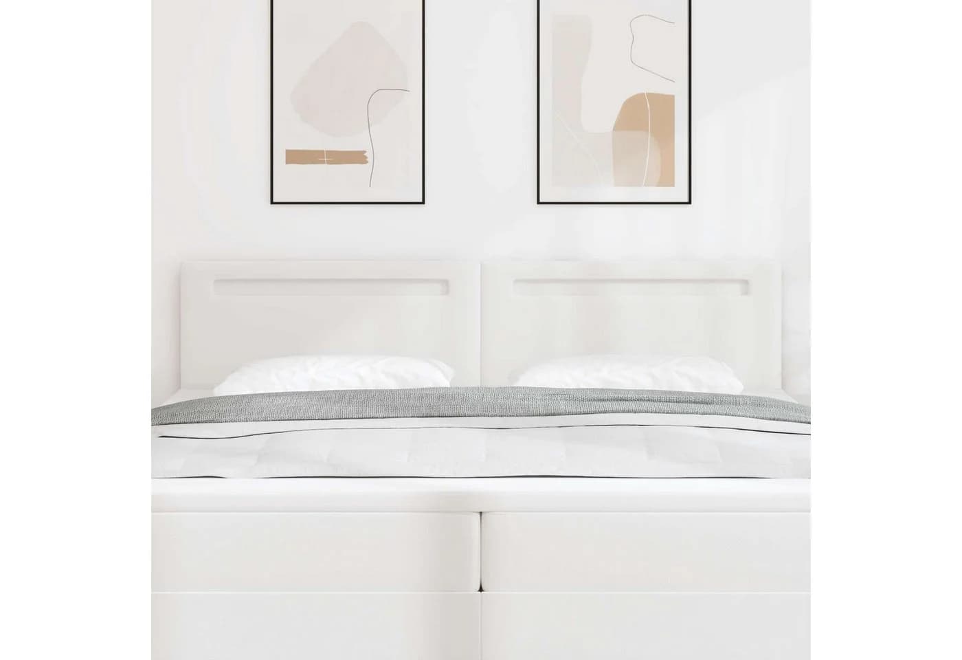 vidaXL LED Kopfteil Weiß Kunstleder höhenverstellbar