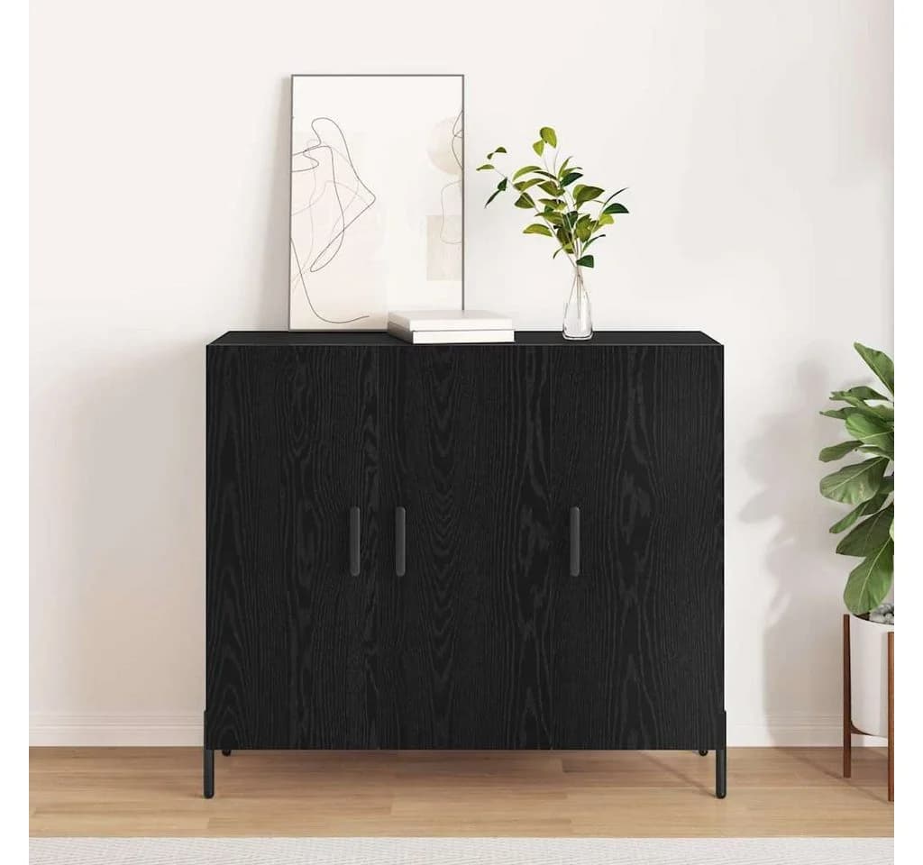vidaXL Sideboard Schwarz Eichen-Optik Holzwerkstoff