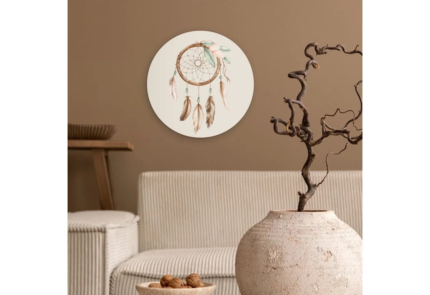 MuchoWow Rundes Wandbild Traumfänger Boho Forex 30x30 cm