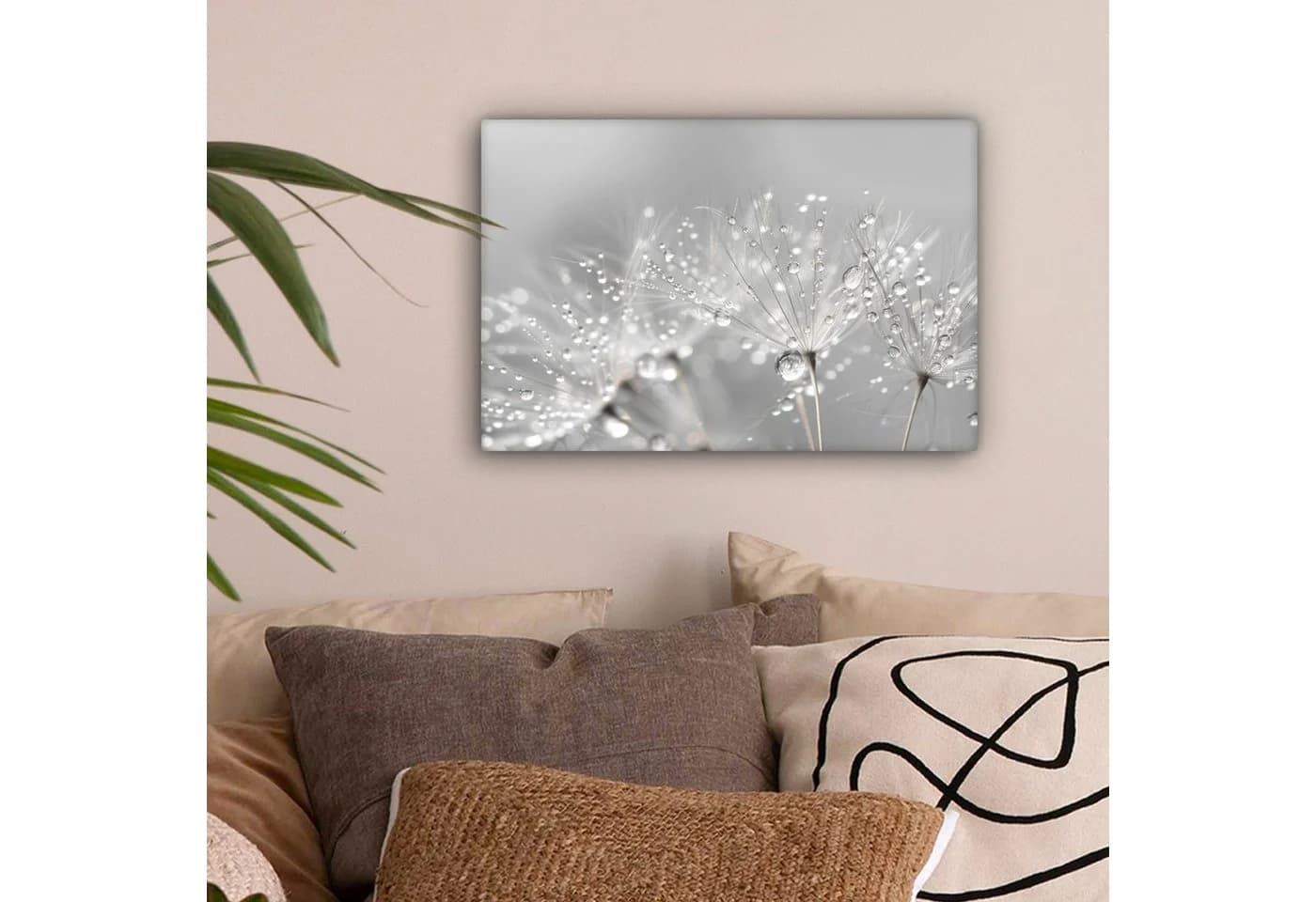 OneMillionCanvasses® Leinwandbild Löwenzahn - Wassertropfen - Stilleben