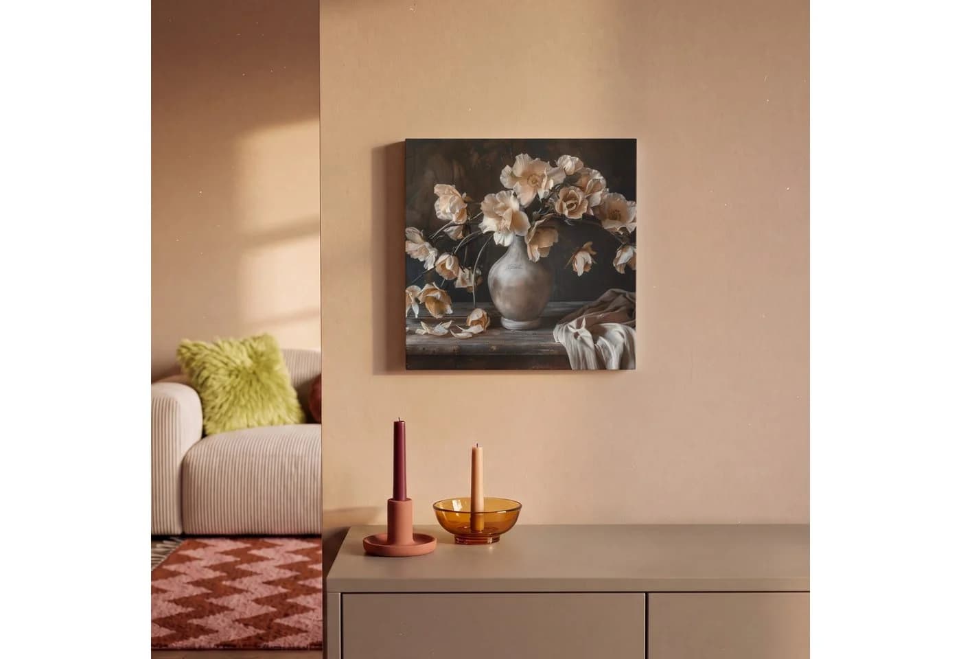 OneMillionCanvasses® Leinwandbild Blumen - Vase - Kunst - Stilleben, Fotodruck 20x20 cm