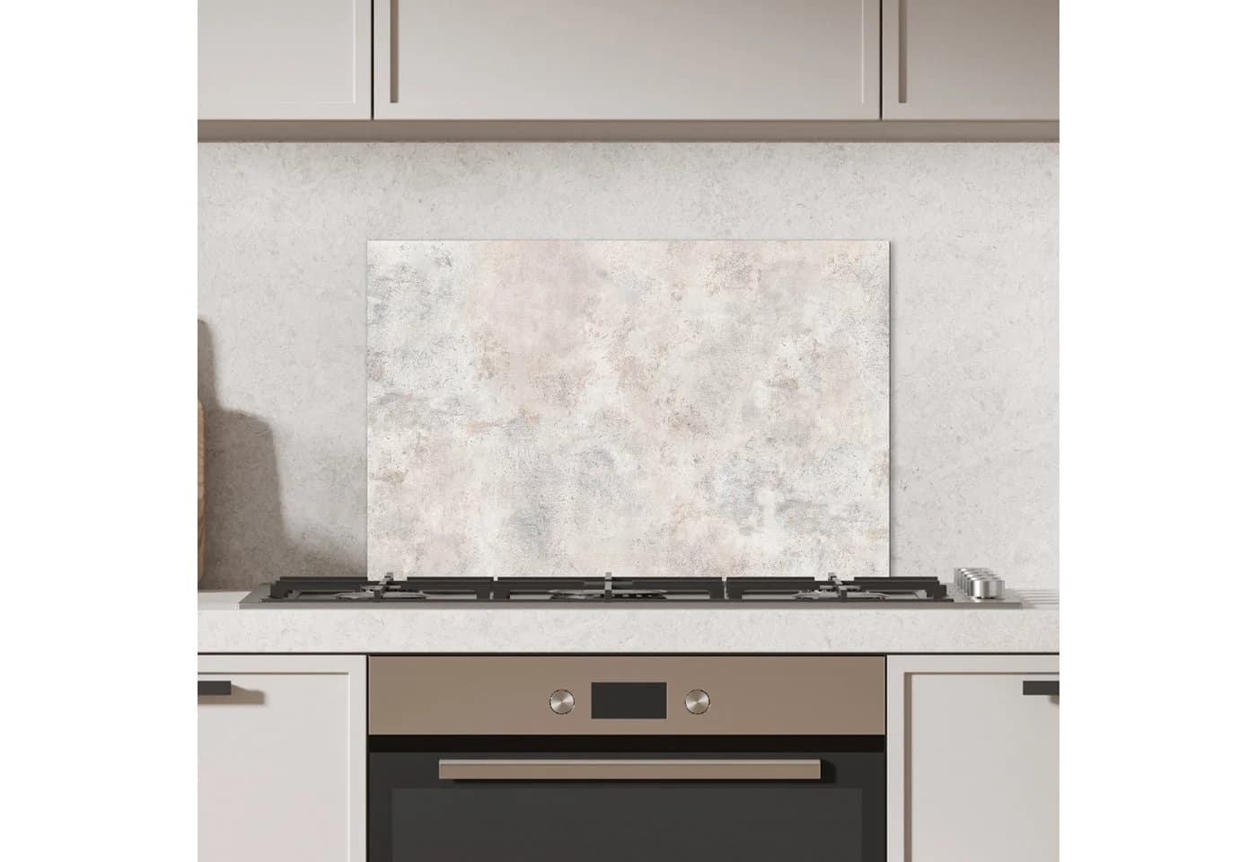 KitchenYeah Küchenrückwand Spritzschutz Beton Grau Weiß Aluminium