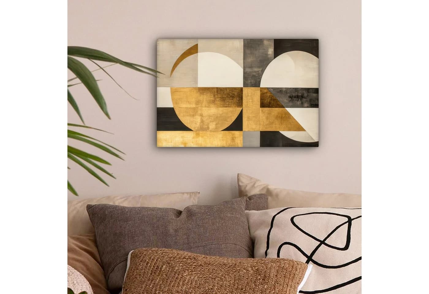 OneMillionCanvasses® Leinwandbild Abstrakt Gold Grau Geometrisch