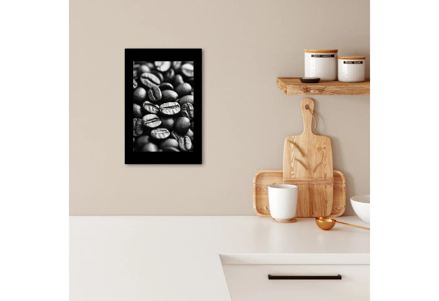 OneMillionCanvasses® Leinwandbild Kaffeebohnen Vintage Schwarz 20x30 cm