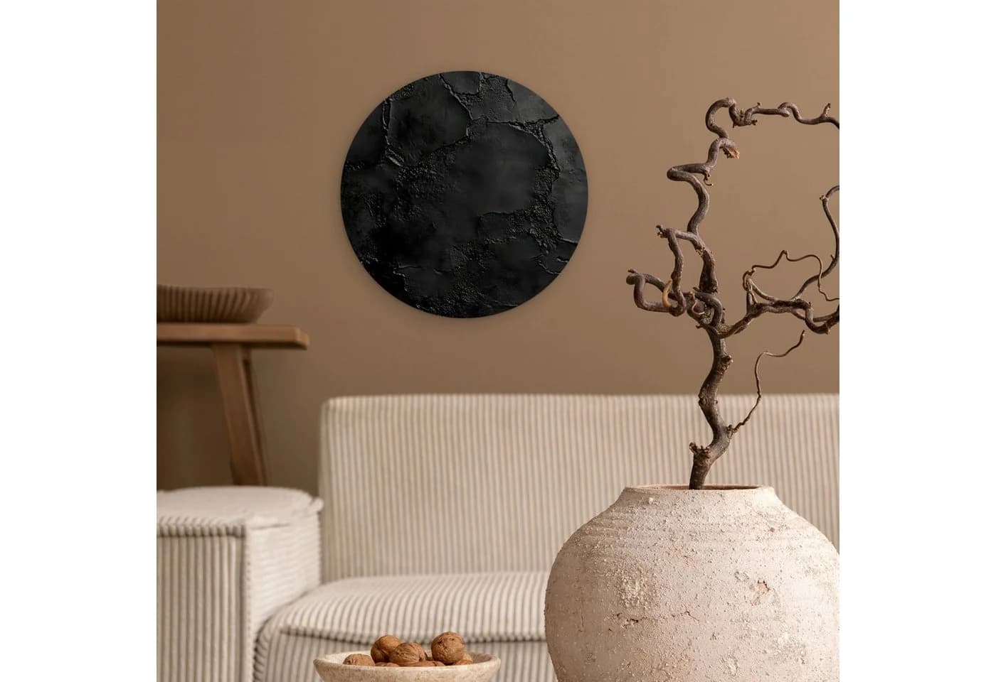 MuchoWow Rundes Wandbild Schwarz Forex Wanddekoration