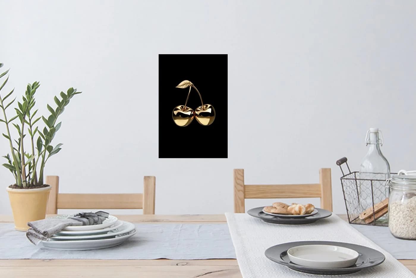 MuchoWow Wandsticker Kirsche Schwarz Gold Vlies