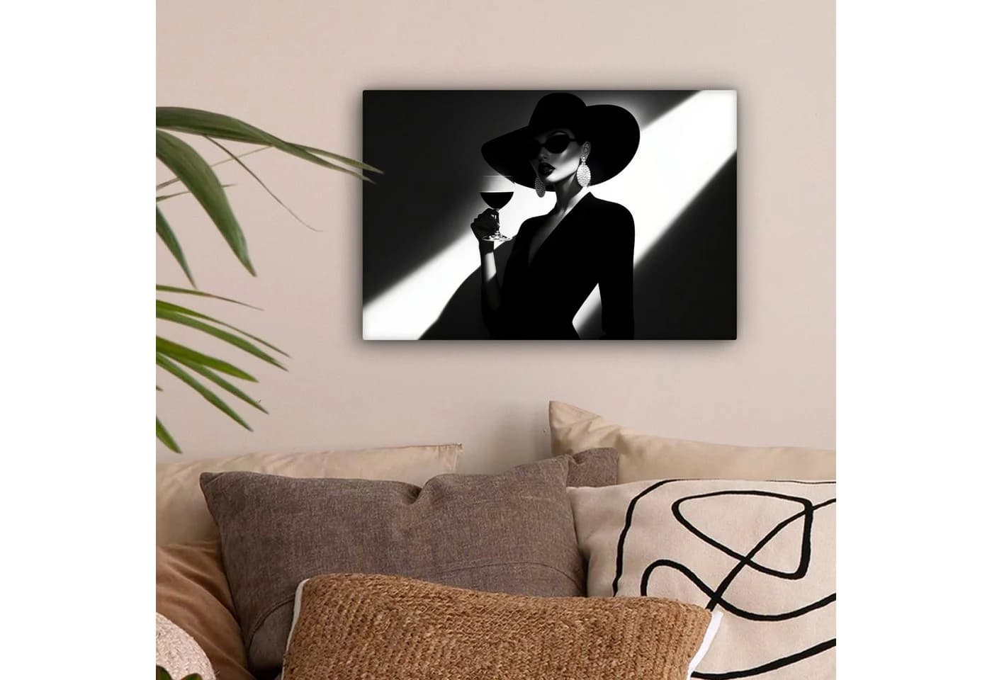 OneMillionCanvasses® Leinwandbild Frau - Wein - Chic, Fotodruck 30x20 cm