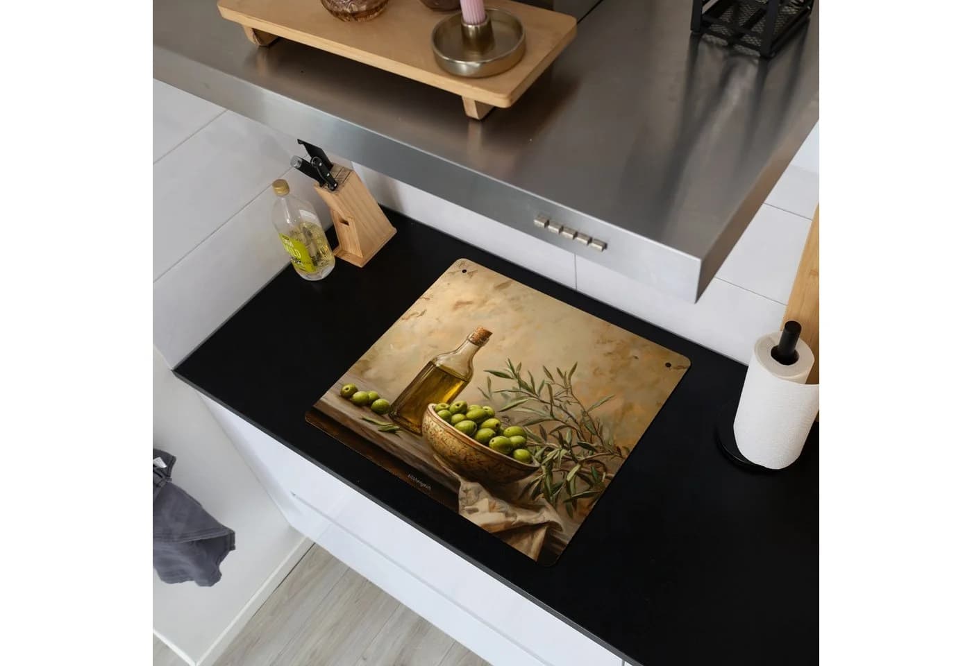 KitchenYeah Küchenrückwand Oliven Vintage Spritzschutz Herdabdeckplatte