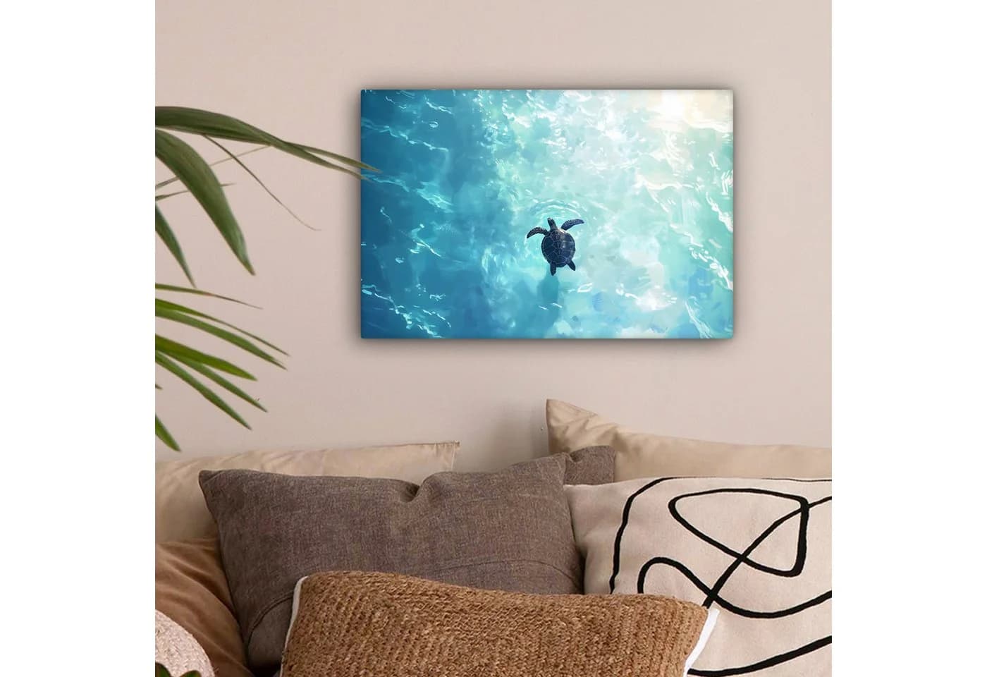 OneMillionCanvasses® Leinwandbild Schildkröte Blau Meer