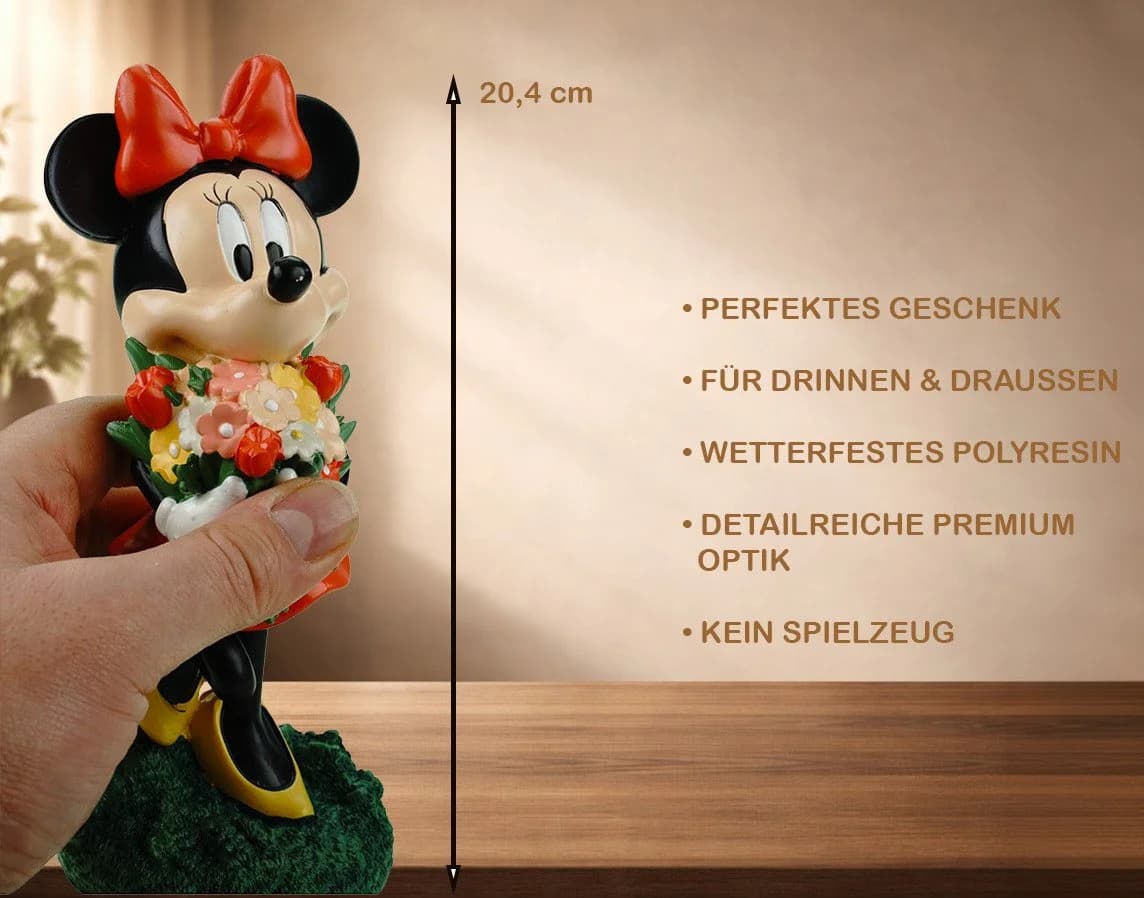 Disney Minnie Mouse Gartenfigur mit Blumen 20,4 cm