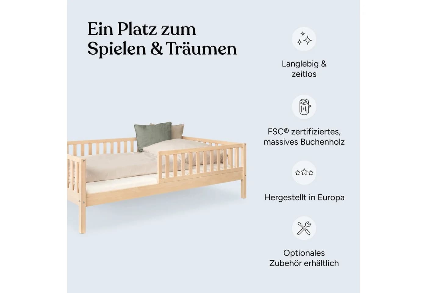 Ehrenkind Kinderbett Livo Buchenholz FSC® zertifiziert Rausfallschutz