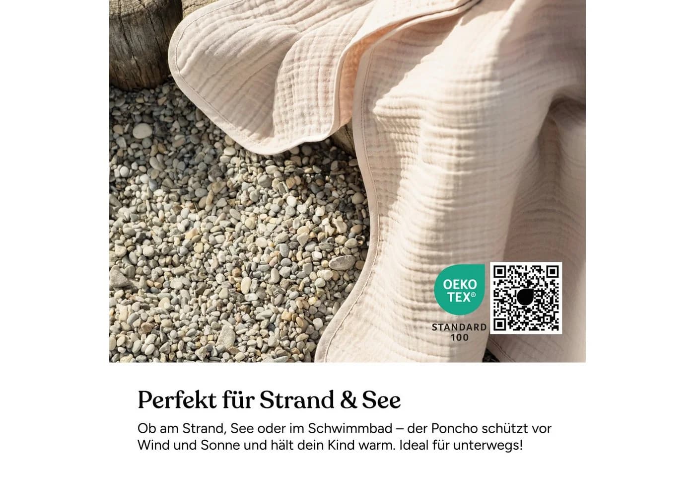 Ehrenkind Badeponcho Musselin Bio-Baumwolle 4-lagig Blau