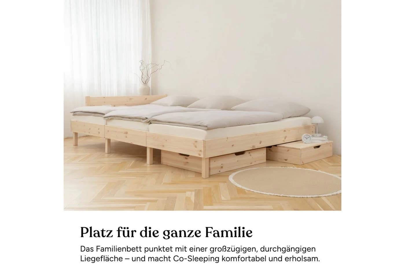 Ehrenkind Familienbett Plano Weiß Massivholz Modular Höhenverstellbar