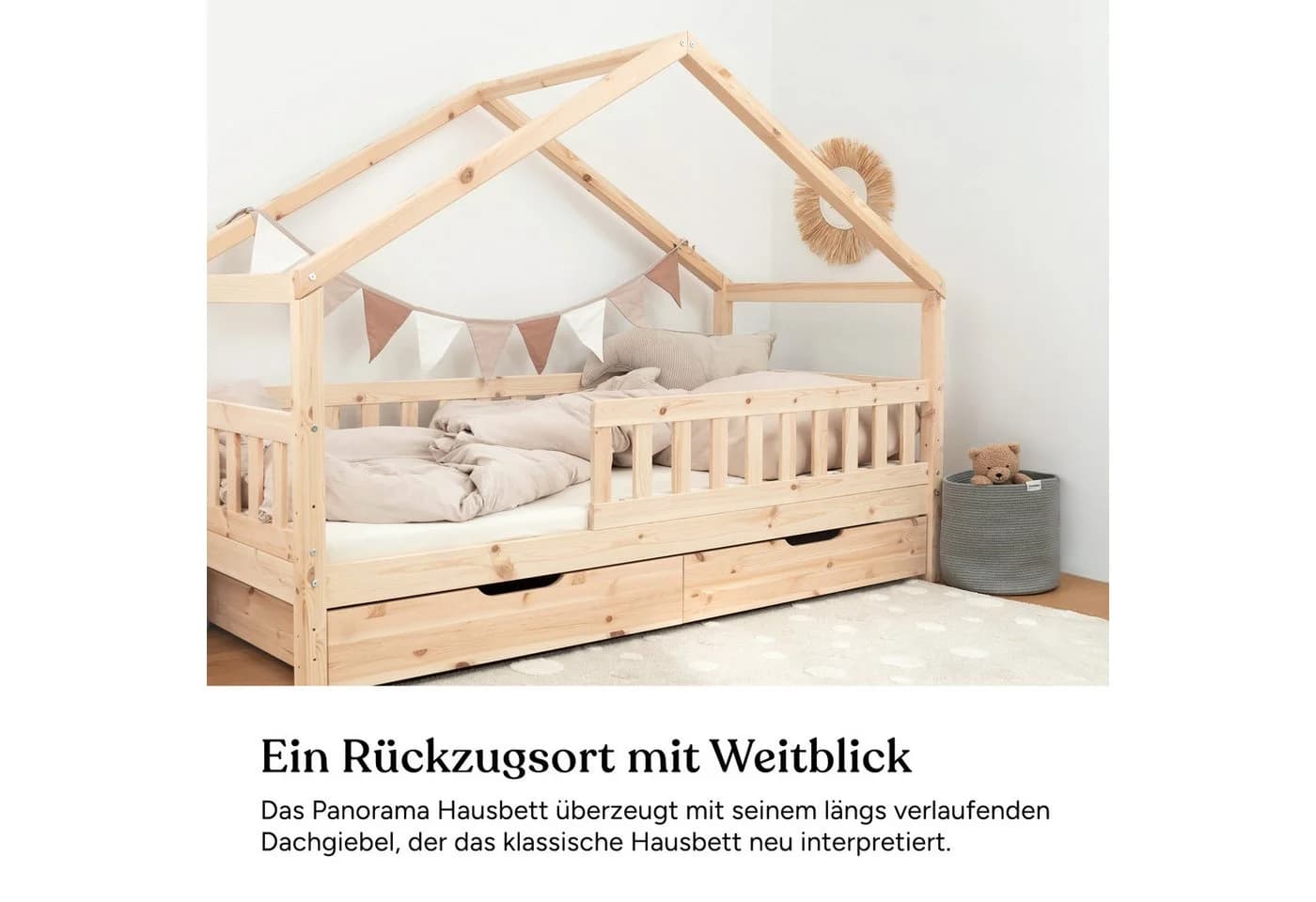 Ehrenkind Hausbett Lille Kiefernholz massiv höhenverstellbar