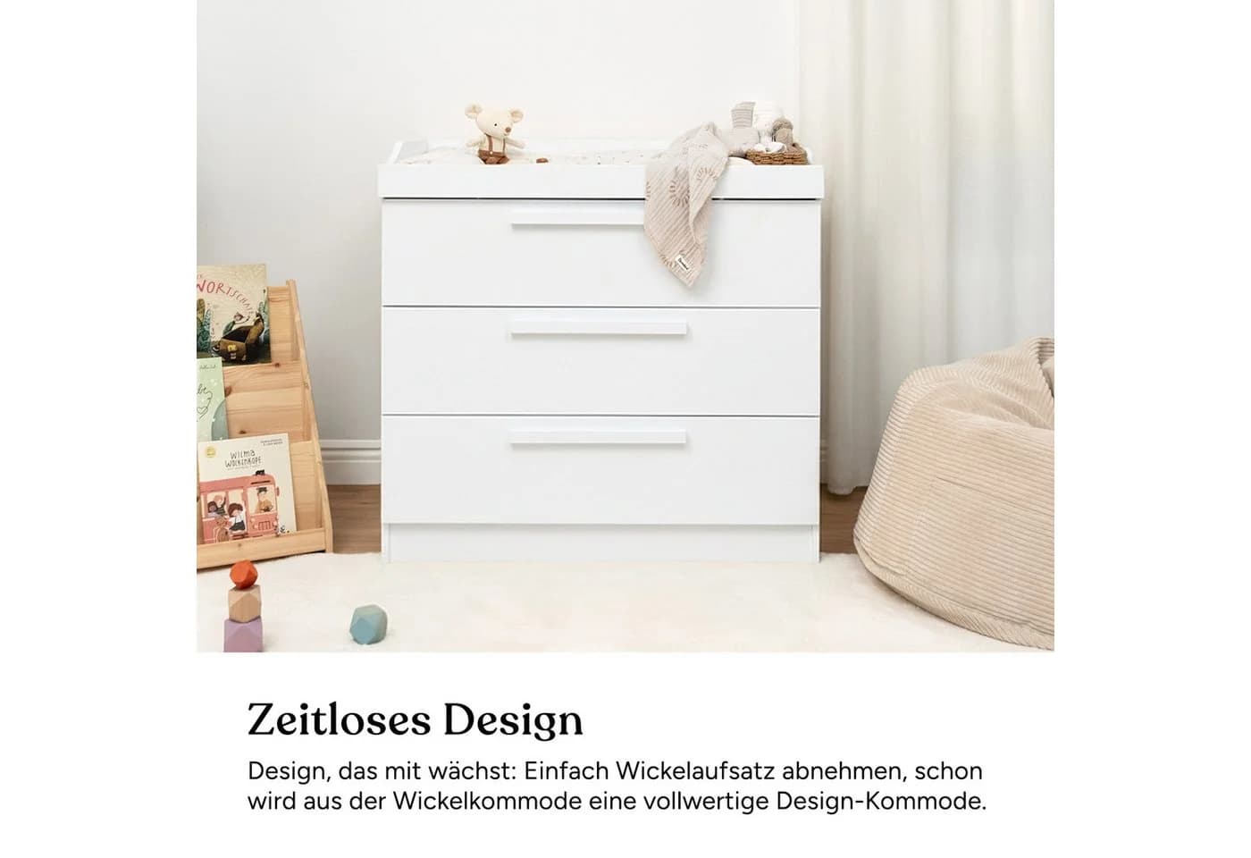 Ehrenkind Wickelkommode Linia weiß mit abnehmbarem Aufsatz