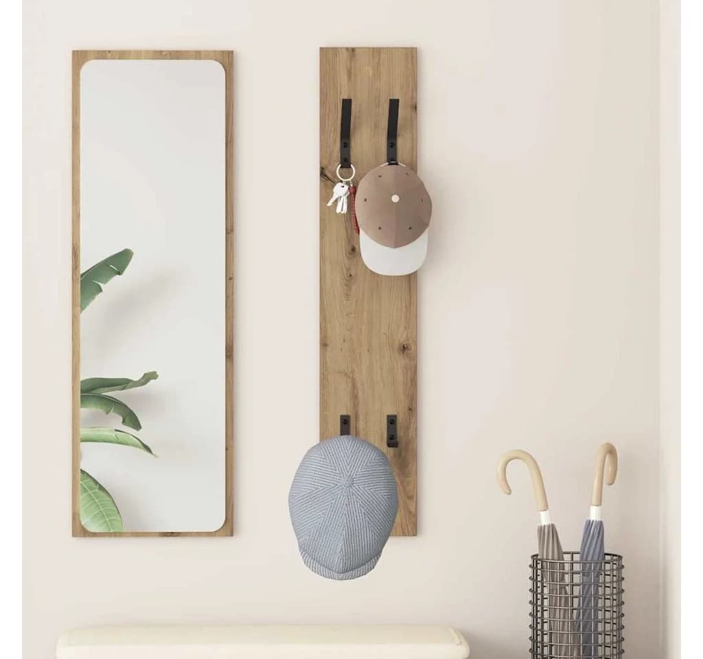 vidaXL Wandmontierter Garderobenständer Artisan-Eiche mit Haken
