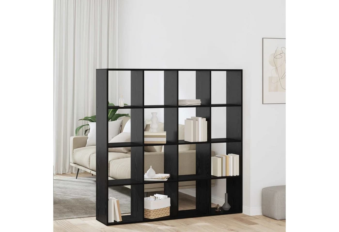 vidaXL Bücherregal Schwarz Eichen-Optik 137,5 x 29 x 137,5 cm