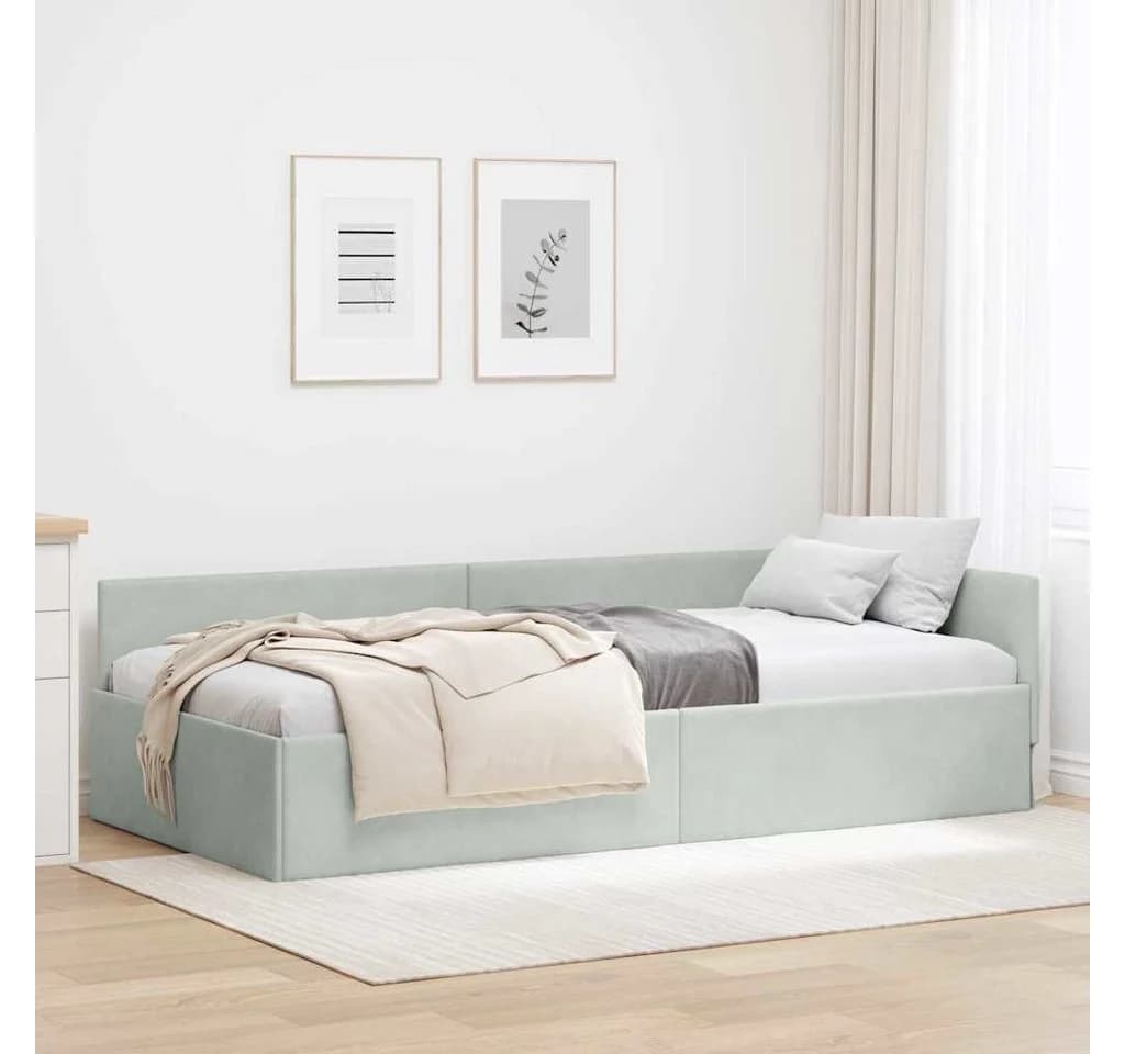vidaXL Eckbettgestell Hellgrau 80x200cm Samt