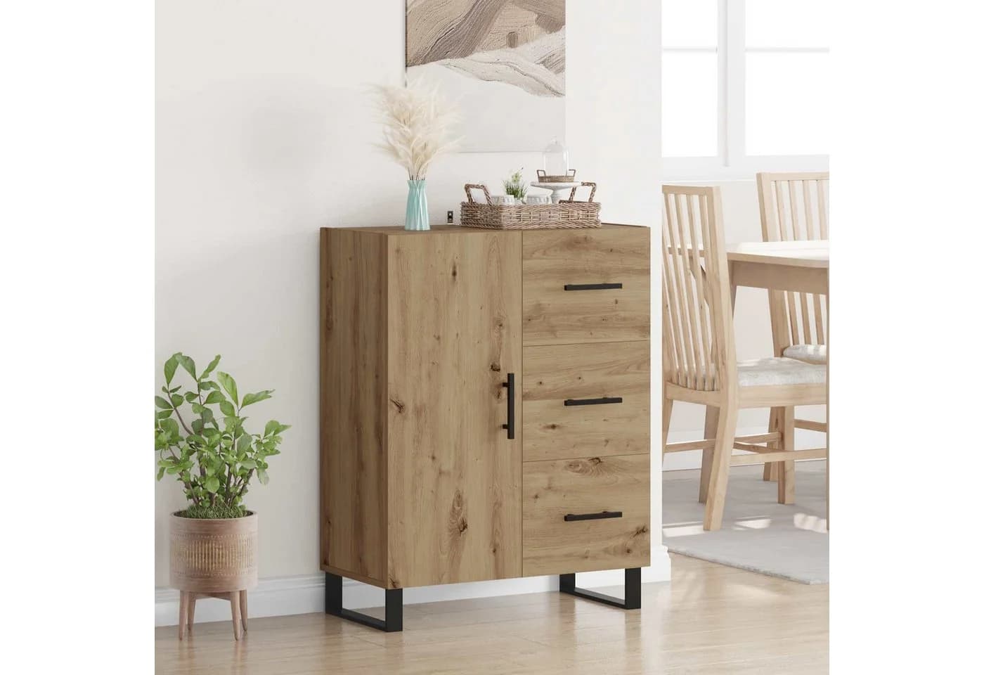 vidaXL Sideboard Artisan-Eiche Verbundholz und Eisen