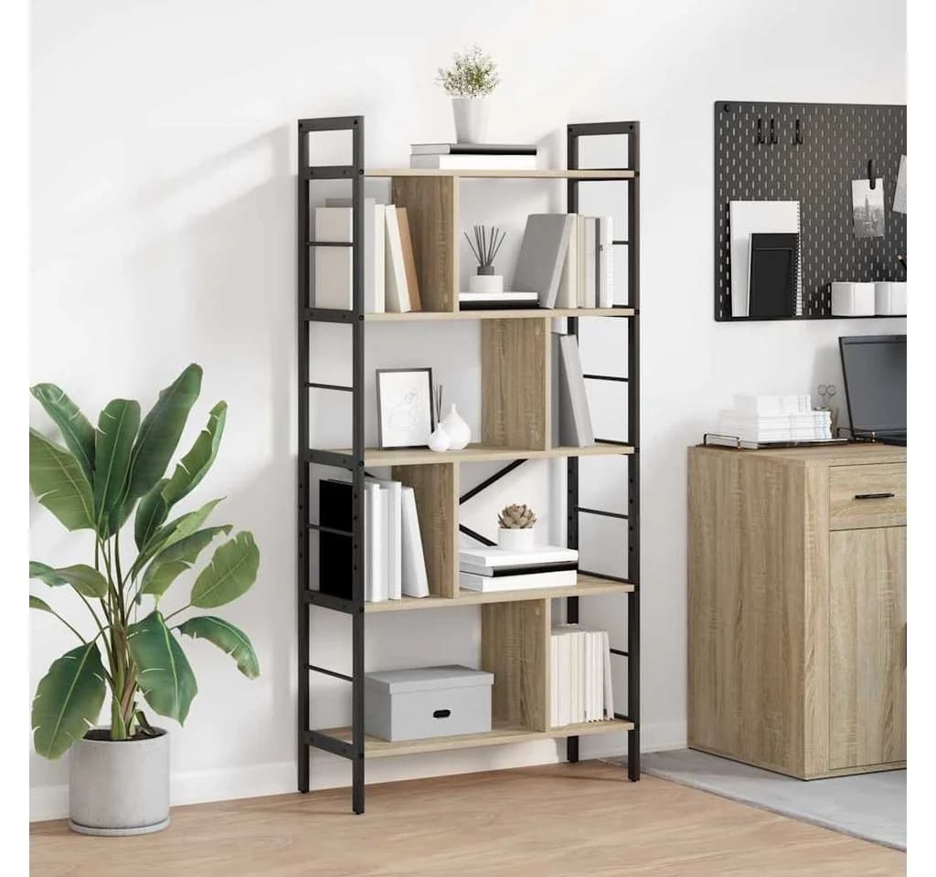 vidaXL Bücherregal 9 Ebenen Industriell Holzwerkstoff Stahl