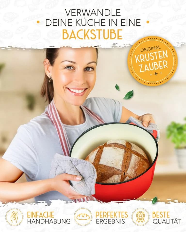 Krustenzauber Kasserolle Gusseisen Topf Emaille 26cm Rot