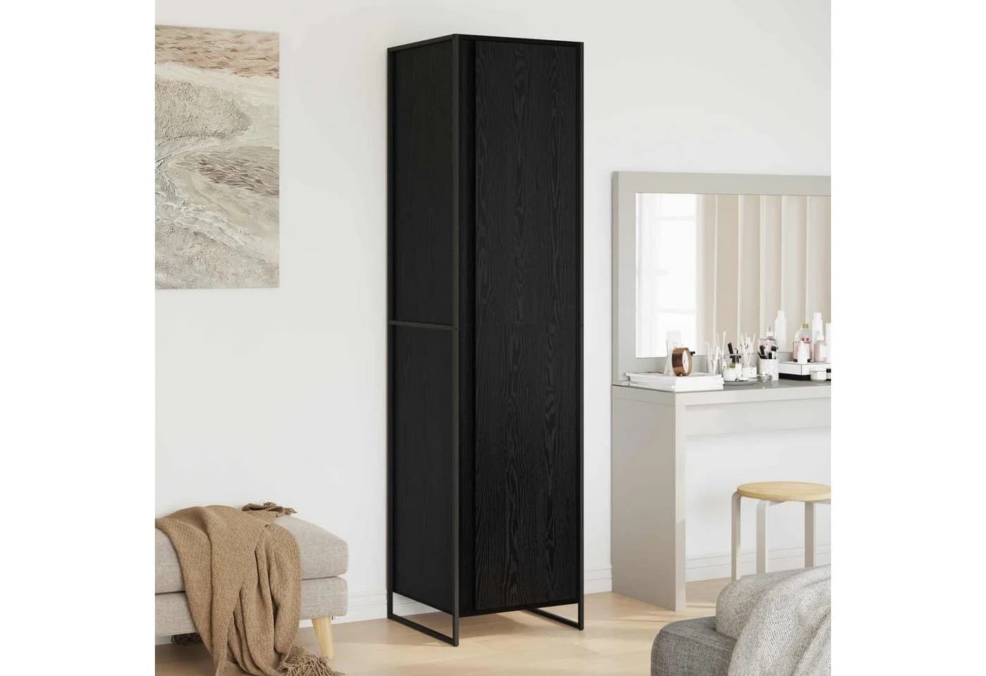 vidaXL Kleiderschrank Schwarz Eichen-Optik 4 Türen Industrial Design