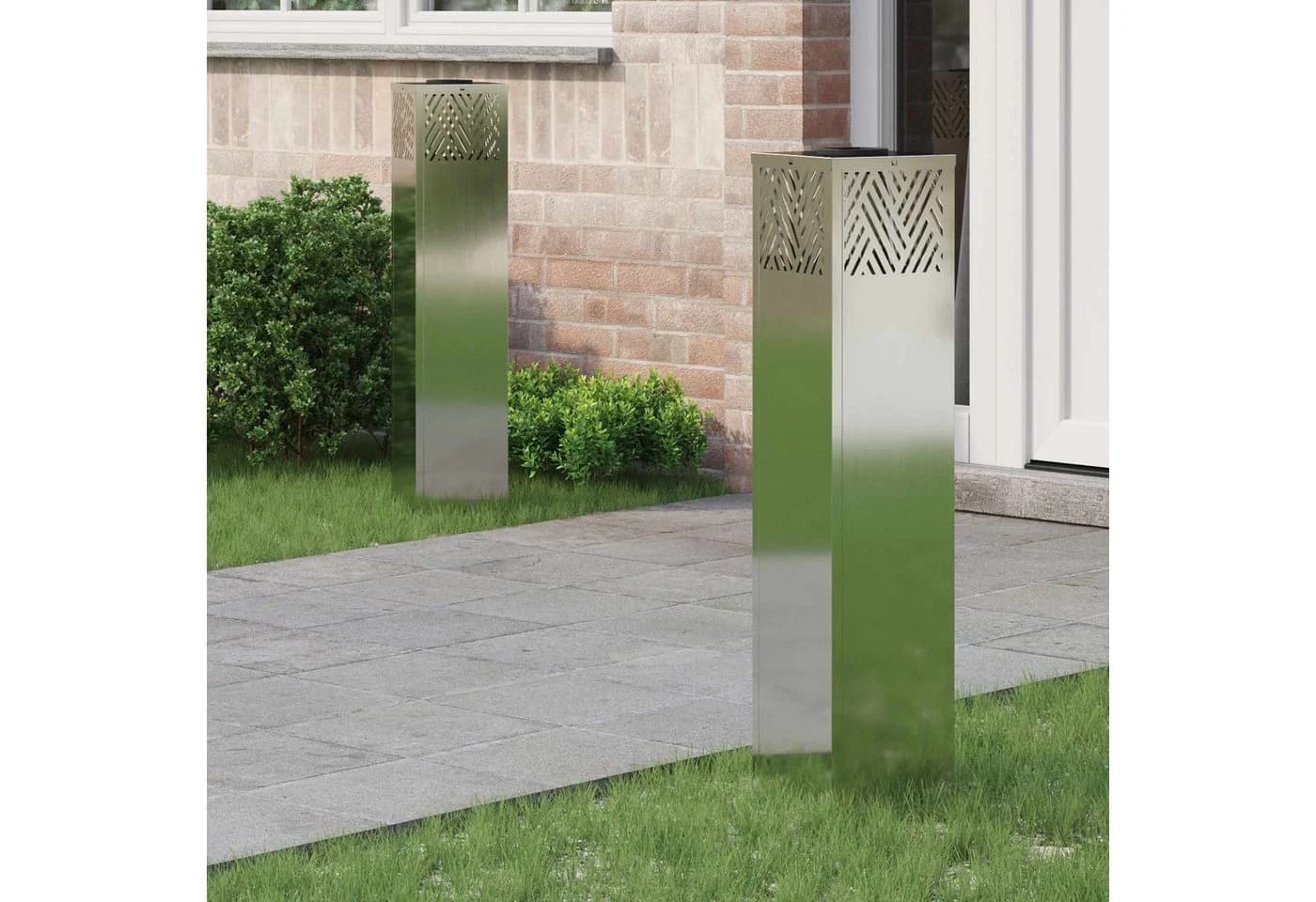 vidaXL Solar LED Weglicht 2er Set Silber Warmweiß