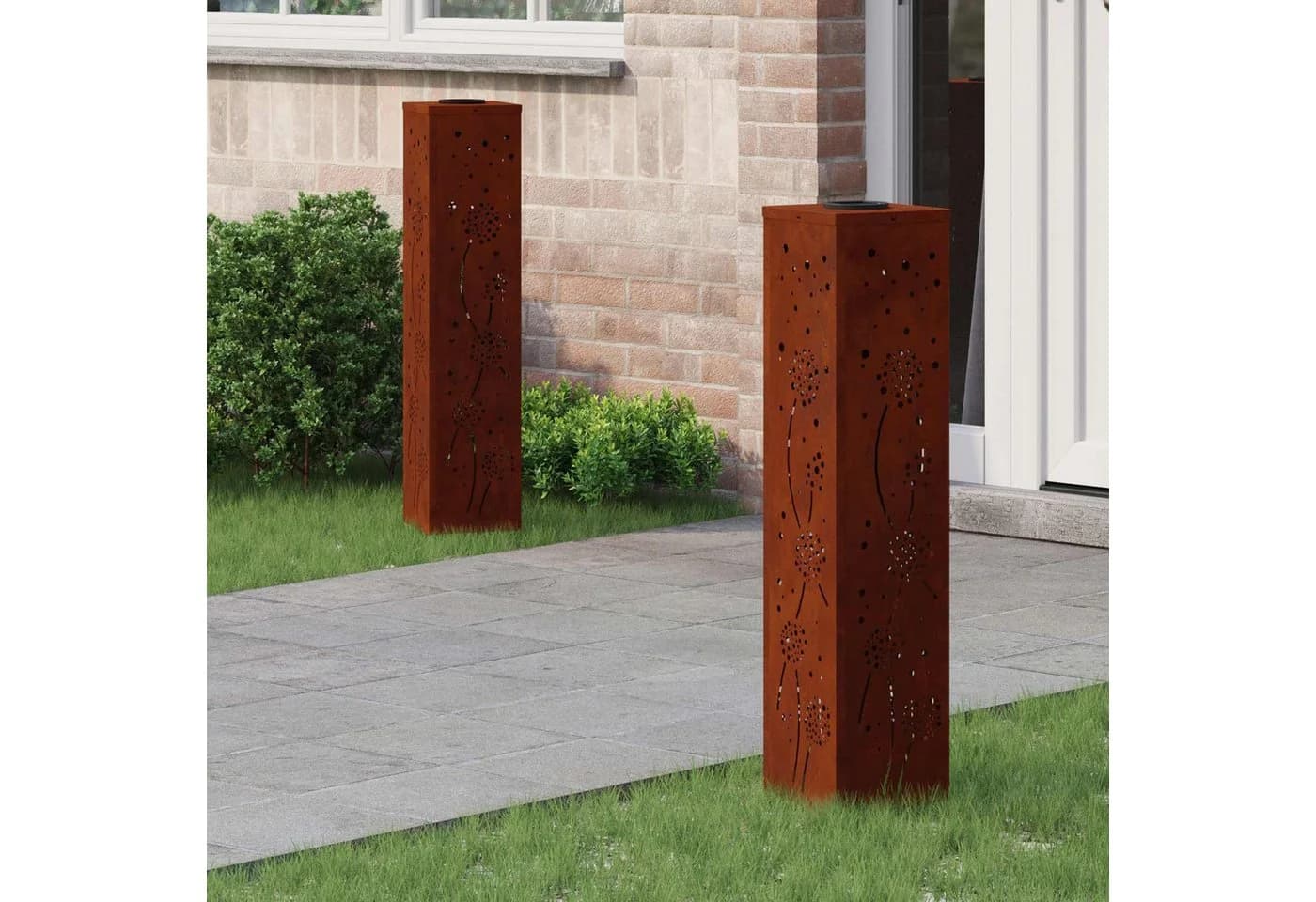 vidaXL Solar LED Wegeleuchte 2er Set Wetterfeststahl Rostig