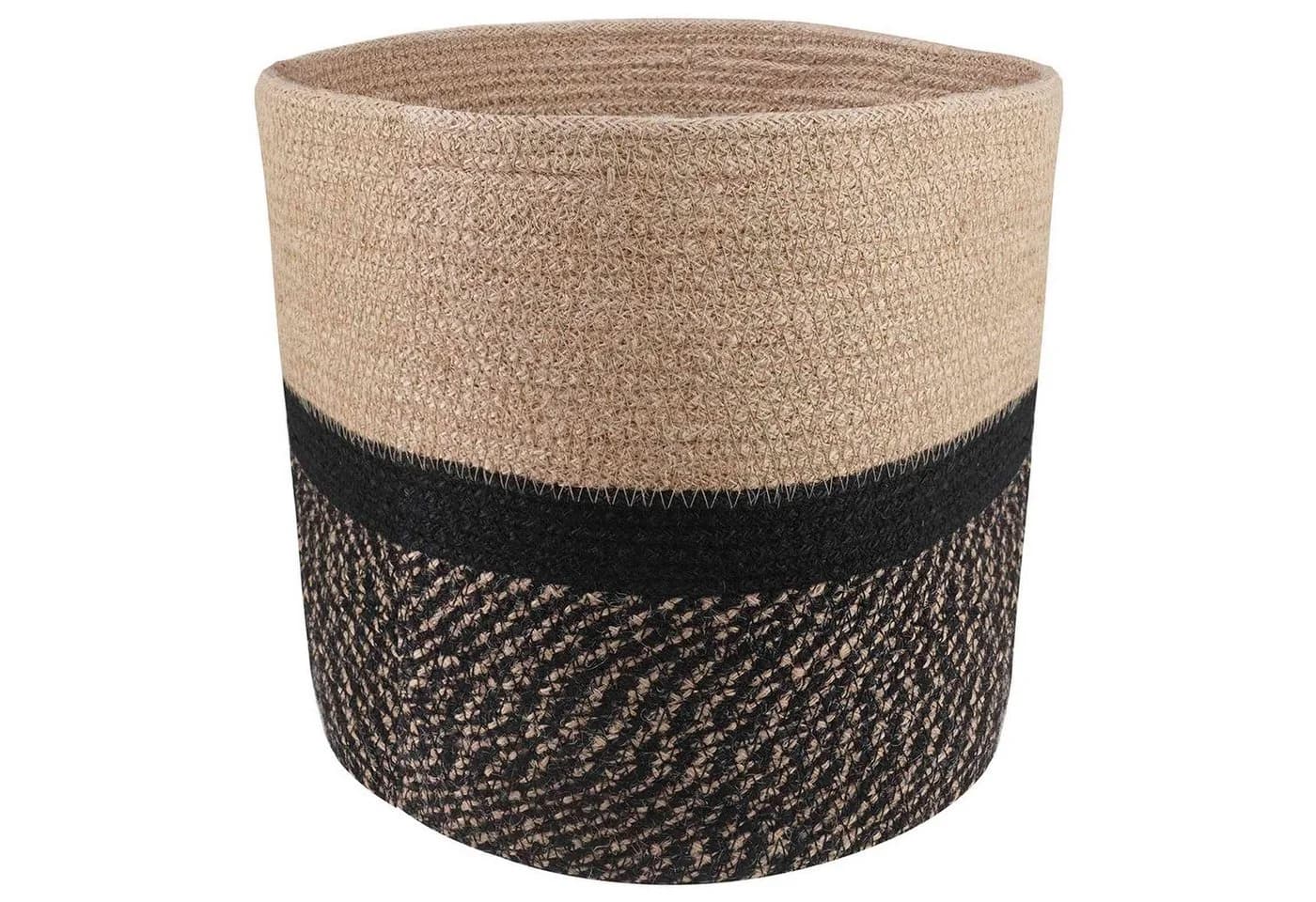 vidaXL Jute Blumentopf-Set 2 Stk. Schwarz/Natürlich Ø 28 cm
